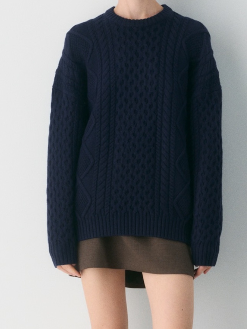 Aritzia Heritage Knit Merino Wool Crew Sweater in Admiral